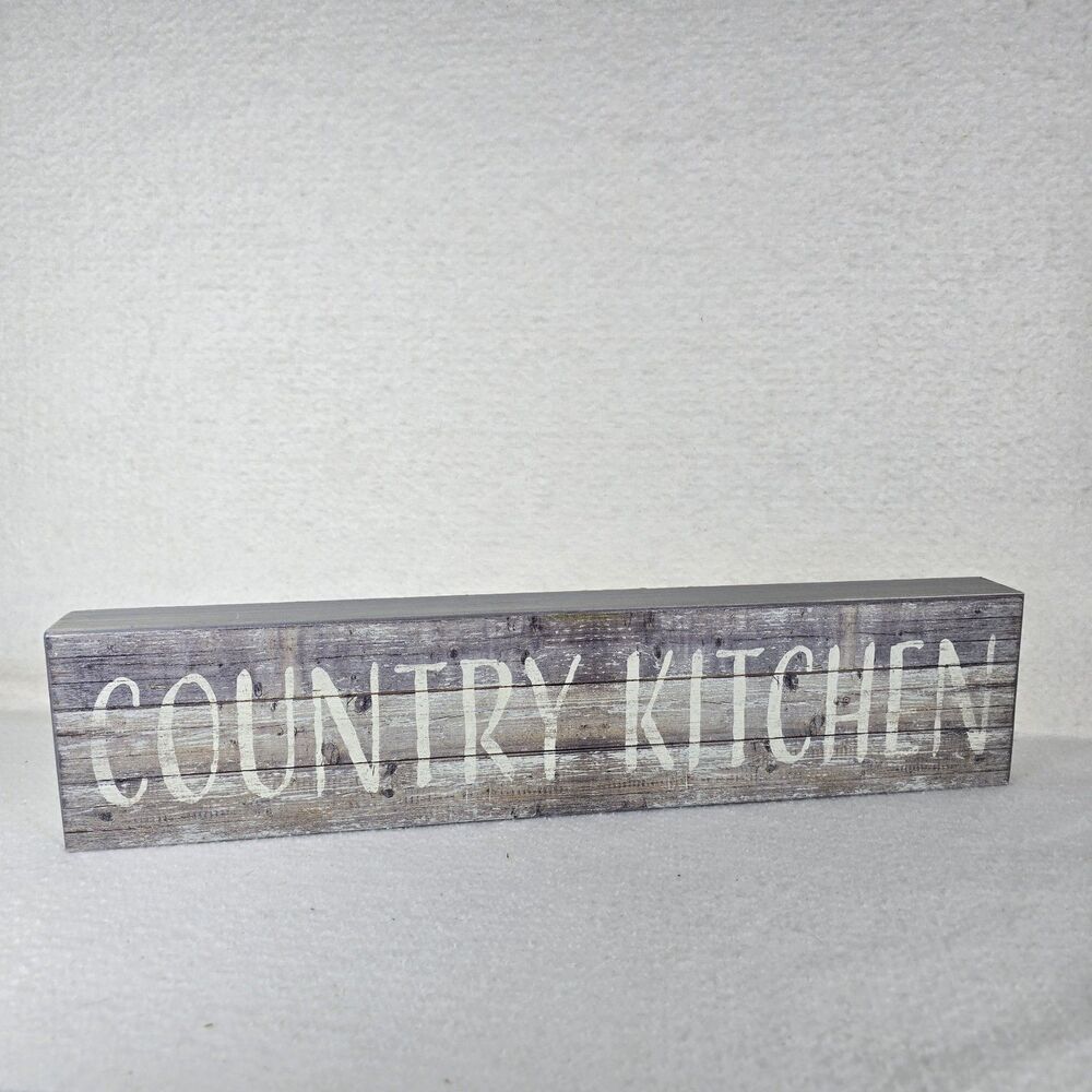 Gray Distressed Farmhouse Rustic Country Kitchen Block Sign